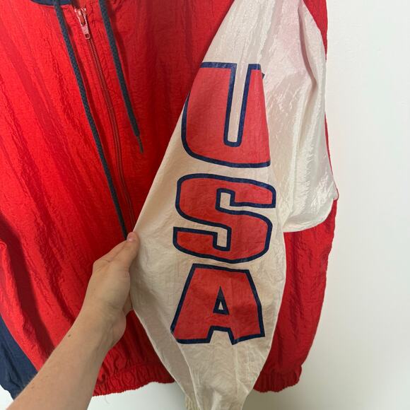 Vintage Next Exit Mens'Womens Red White and Blue Wind Breaker Size Large - Picture 4 of 5